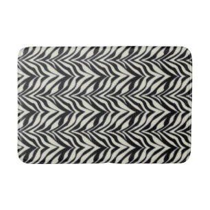 Zebra Stripes BW Wild Animal Print  Bath Mat