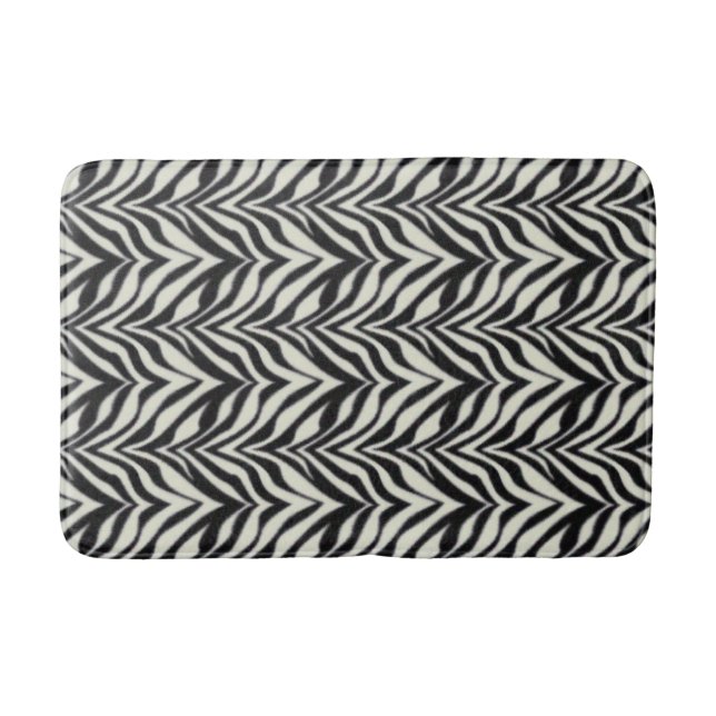 Zebra Stripes BW Wild Animal Print  Bath Mat (Front)