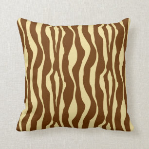 Zebra stripes - Chocolate Brown and Camel Tan Cushion