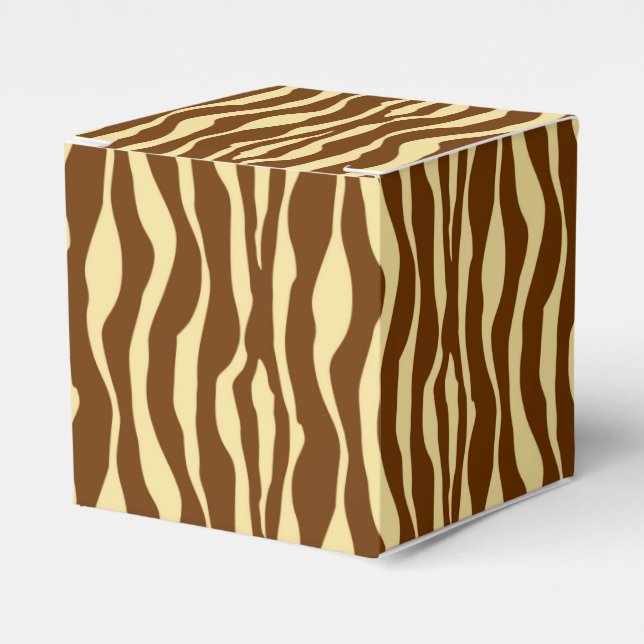 Zebra stripes - Chocolate Brown and Camel Tan Favour Box (Front Side)