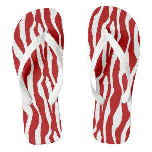 Zebra stripes - Deep Red and White Jandals