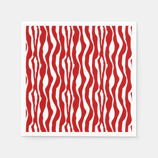 Zebra stripes - Deep Red and White Napkin (Front)