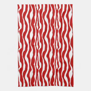 Zebra stripes - Deep Red and White Tea Towel