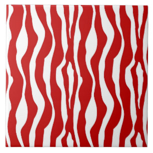 Zebra stripes - Deep Red and White Tile