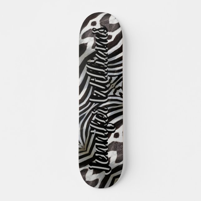 Zebra Stripes Elegant Pattern Add Name or Text Skateboard (Front)