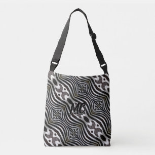 Zebra Stripes Elegant Pattern Monogrammed Crossbody Bag