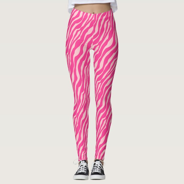 Zebra stripes - Fuchsia and light pink Leggings (Front)