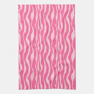 Zebra stripes - Fuchsia and light pink Tea Towel