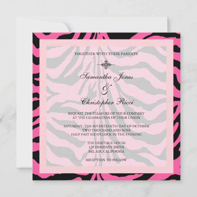 Zebra stripes/FULLY customisable Invitation (Front)