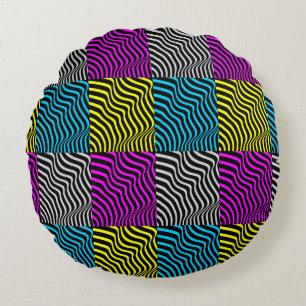 Zebra Stripes - Geometric Pattern Abstract Art 3D Round Cushion