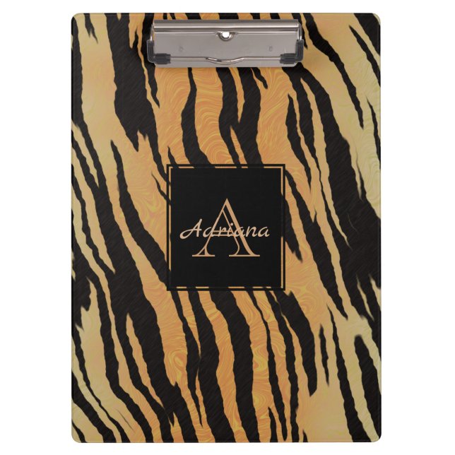 Zebra Stripes Gold Background Clipboard (Front)