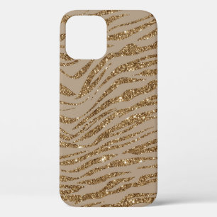 Zebra Stripes Golden Glitter Elegant Glamourous iPhone 12 Case