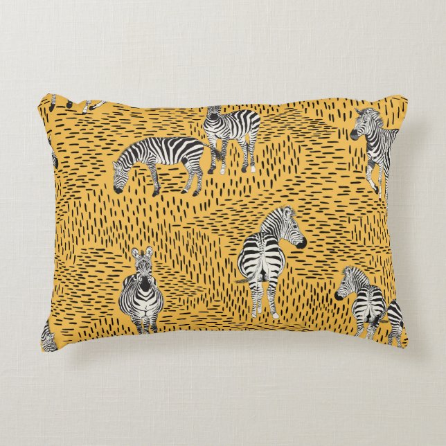 Zebra stripes: hand-drawn seamless background. decorative cushion (Front)