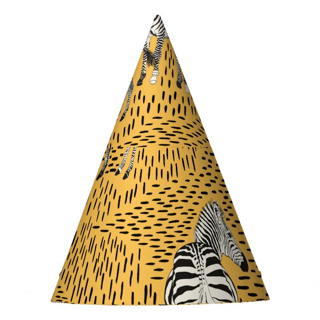Zebra stripes: hand-drawn seamless background. party hat (Front)