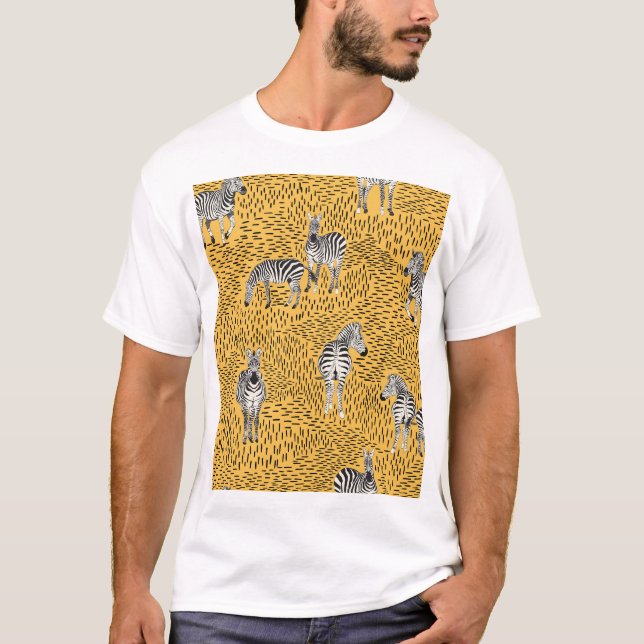 Zebra stripes: hand-drawn seamless background. T-Shirt (Front)