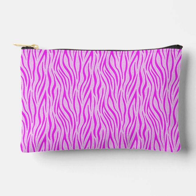 Zebra Stripes in a Powder Pink Safari Print Accessory Pouch (Front)