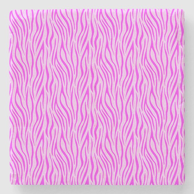 Zebra Stripes in a Powder Pink Safari Print Stone Coaster (Front)