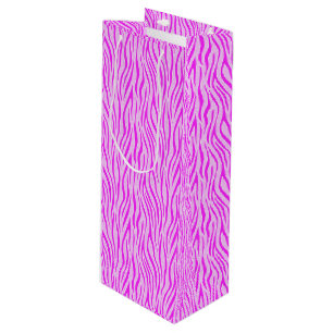 Zebra Stripes in a Powder Pink Safari Print Wine Gift Bag