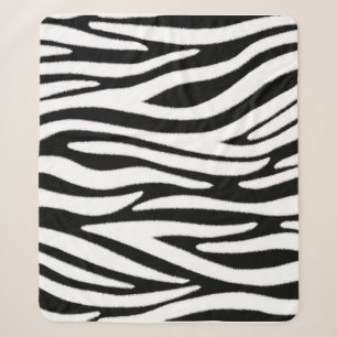 Zebra Stripes in Black and White Fur Effect Sherpa Blanket