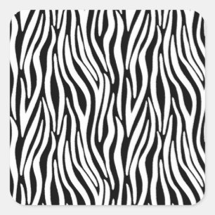 Zebra Stripes in Black and White Fur Effect Square Sticker