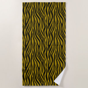 Zebra Stripes in Safari Black and Brown  Beach Towel