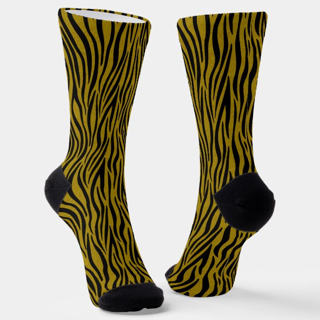 Zebra Stripes in Safari Black and Brown  Socks (Angled)