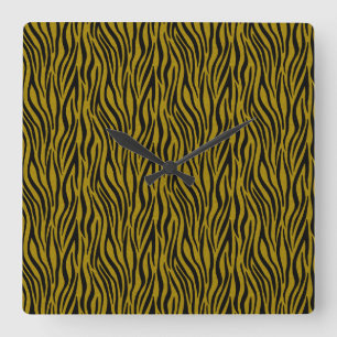 Zebra Stripes in Safari Black and Brown Square Wall Clock