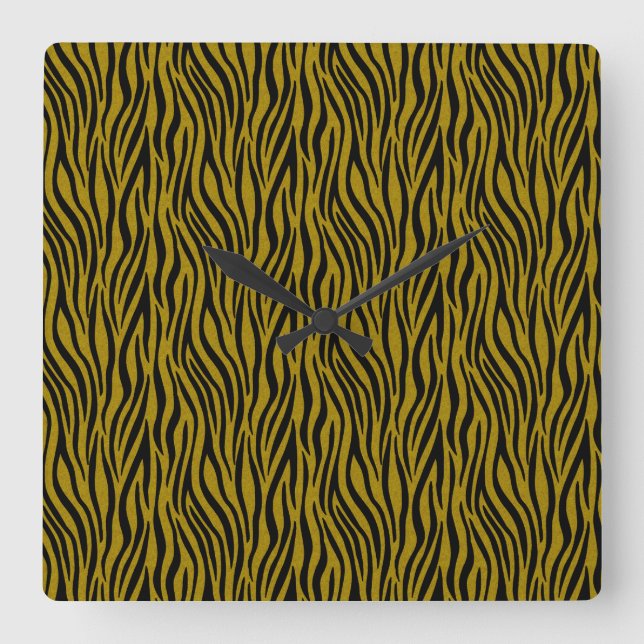 Zebra Stripes in Safari Black and Brown  Square Wall Clock (Front)
