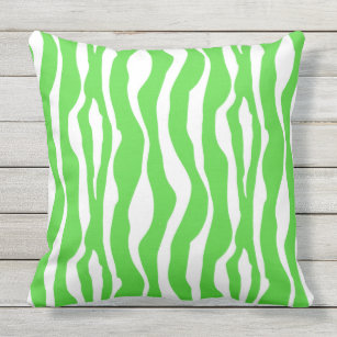 Zebra stripes - Lime Green and White Outdoor Cushion
