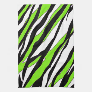 Zebra Stripes Lime Green Tea Towel