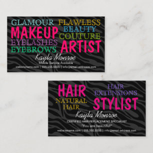 Zebra Stripes Makeup Artist and Hair Stylist Business Card