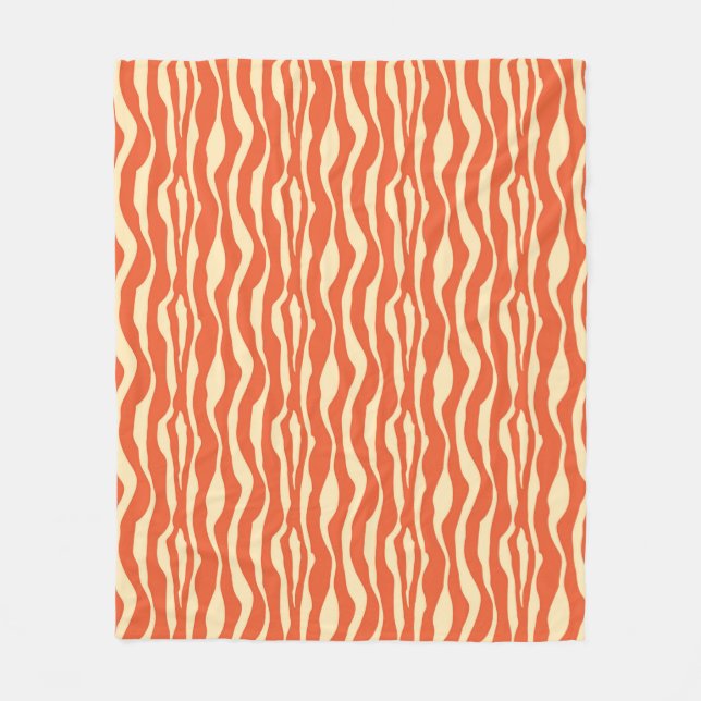 Zebra stripes - Mandarin and light orange Fleece Blanket (Front)