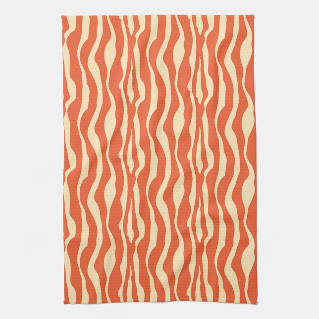 Zebra stripes - Mandarin and light orange Tea Towel (Vertical)