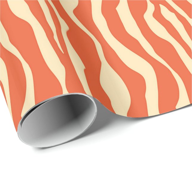 Zebra stripes - Mandarin and light orange Wrapping Paper (Roll Corner)