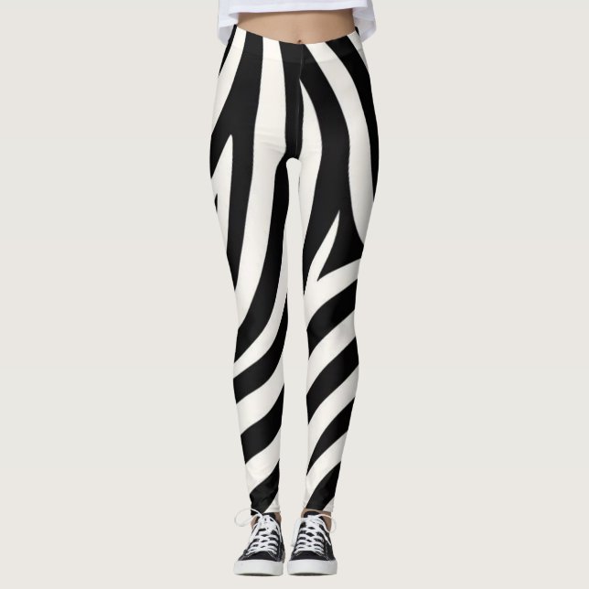 Zebra Stripes Modern Print  Leggings (Front)