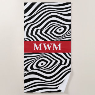 Zebra Stripes Monogram Beach Towel