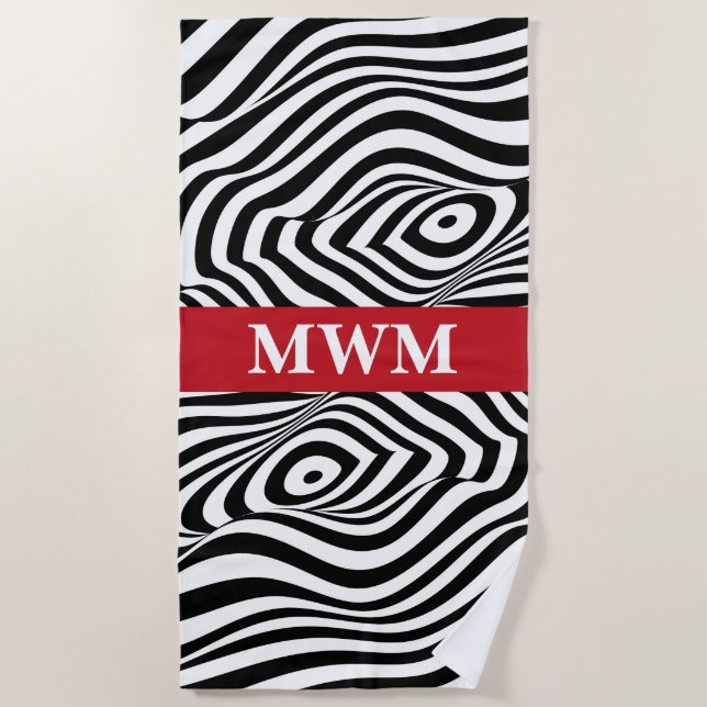 Zebra Stripes Monogram Beach Towel (Front)