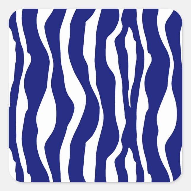 Zebra Stripes, Navy Blue and White  Square Sticker (Front)
