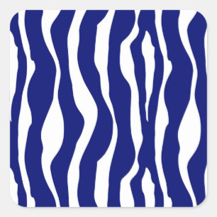 Zebra Stripes, Navy Blue and White  Square Sticker
