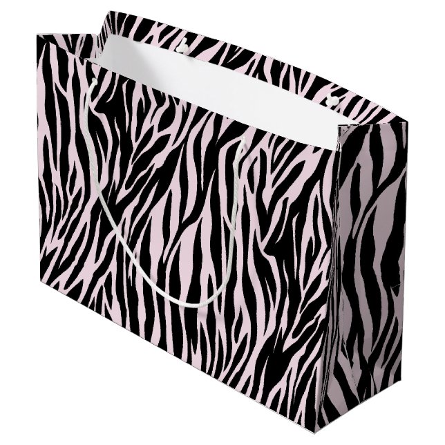 Zebra Stripes On Pastel Pink Large Gift Bag (Back Angled)