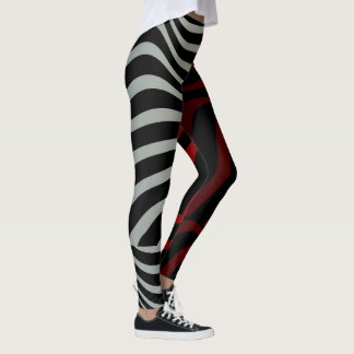 Zebra Stripes Pattern - 3D Red White Leggings