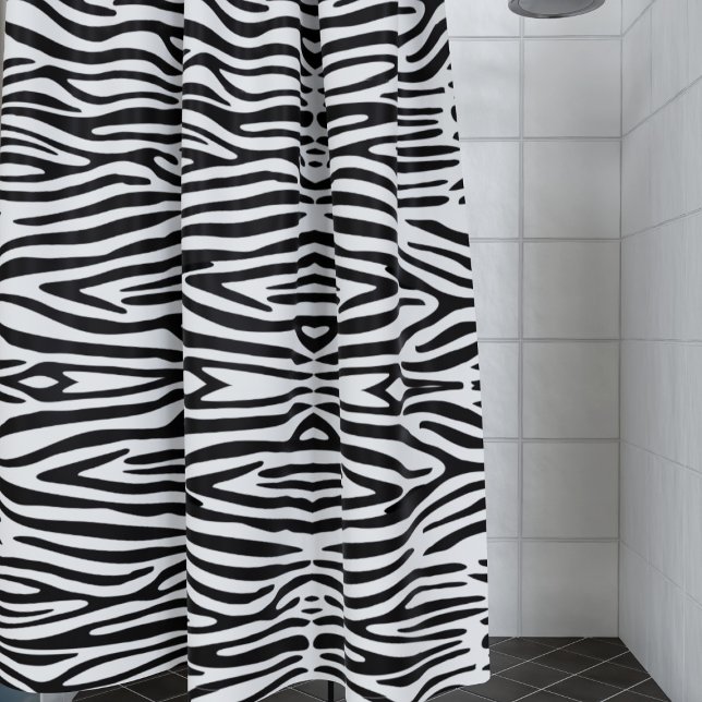 Zebra Stripes Pattern Black and White Animal Print Shower Curtain (Step up your shower game with this fierce yet fashionable zebra print shower curtain)