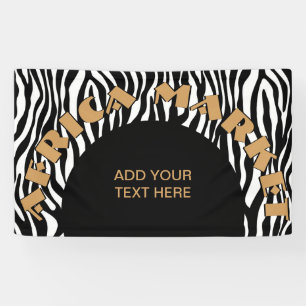 Zebra stripes pattern black & white + your ideas banner