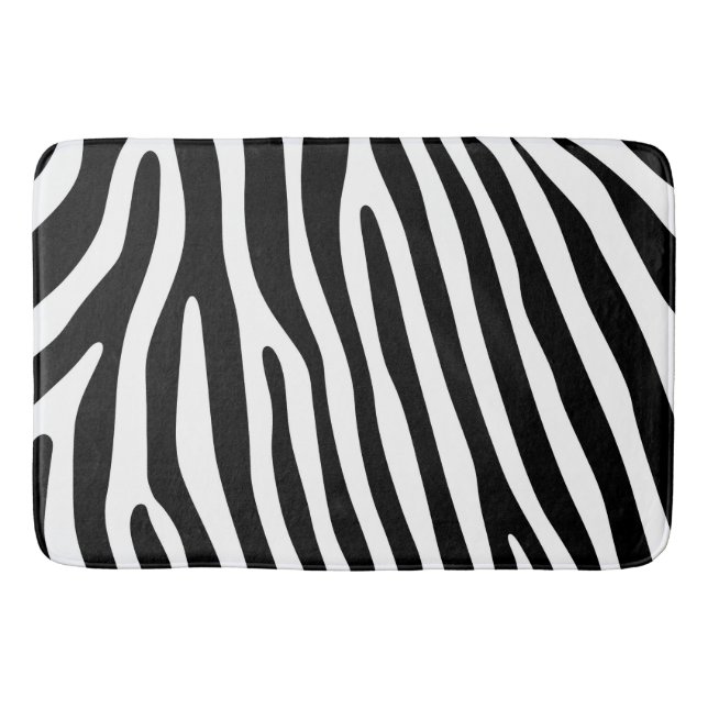 Zebra stripes pattern black & white + your ideas bath mat (Front)