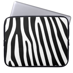 Zebra stripes pattern black & white + your ideas laptop sleeve