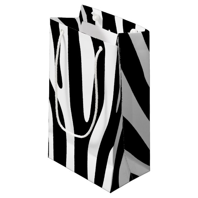 Zebra stripes pattern black & white + your ideas small gift bag (Front Angled)