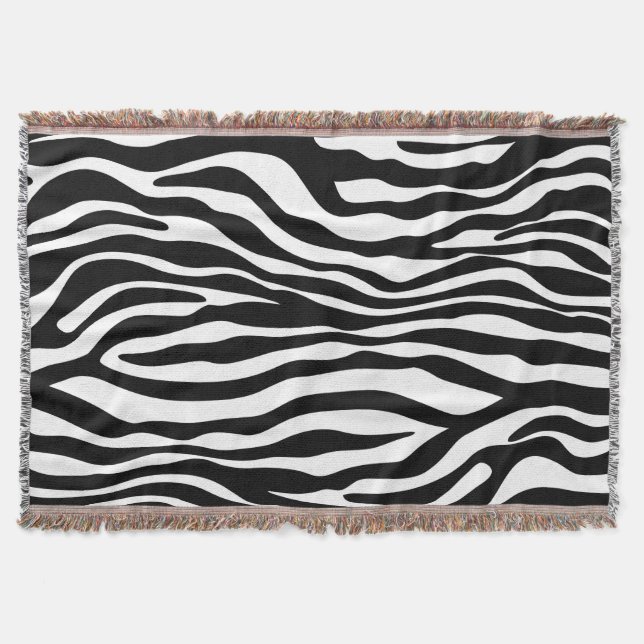 Zebra stripes pattern black & white + your ideas throw blanket (Front)
