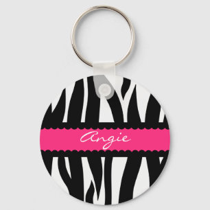 Zebra Stripes Pattern Personalised Name Keychain