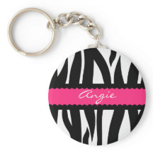 Zebra Stripes Pattern Personalised Name Keychain