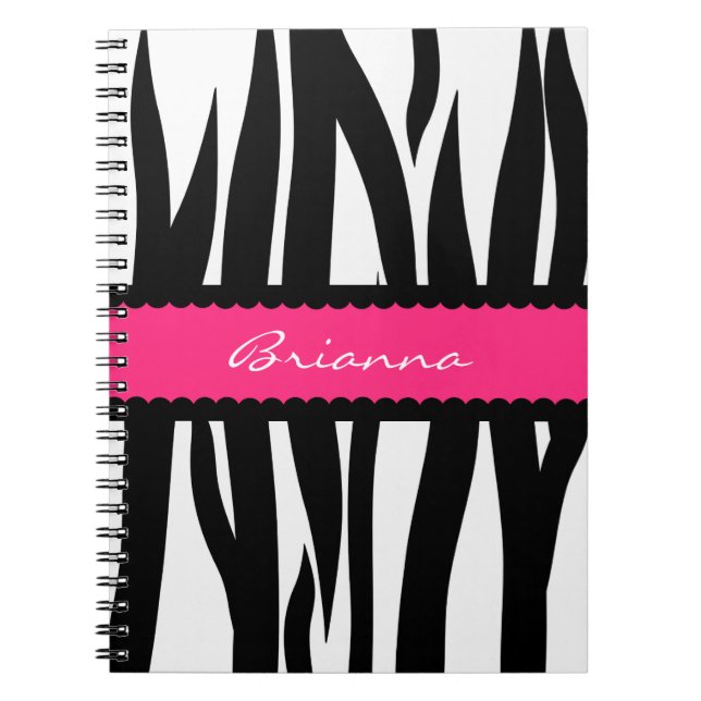 Zebra Stripes Pattern Personalised Name Notebook (Front)